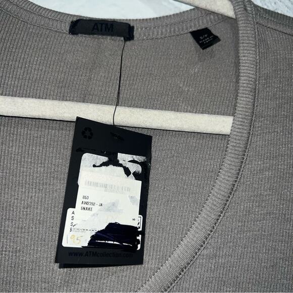 ATM Womens Stretch Short Sleeve Modal Ribbed Midi Dress Size Small - Picture 5 of 7